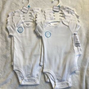 Carter's Soft White Baby Bodysuits- short sleeve